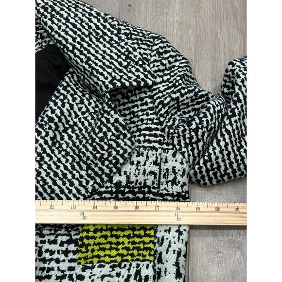 Diane Von Furstenberg Womens Nala Colorblock Tweed Coat Grey Yellow Black Size 8 - Picture 14 of 16